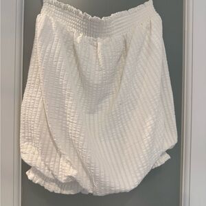 Anthropologie White Textured Crop Top